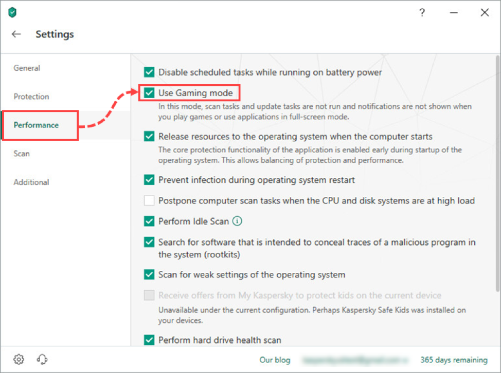 Make sure that Gaming mode in your Kaspersky Internet Security or Kaspersky Security Cloud is turned on, minimizing the security solution's impact on performance