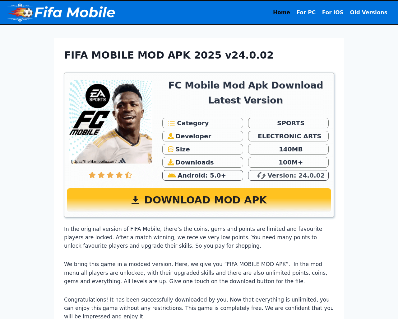 The phishing website suggesting gamers download a mod, which turns out to be malware or unwanted software