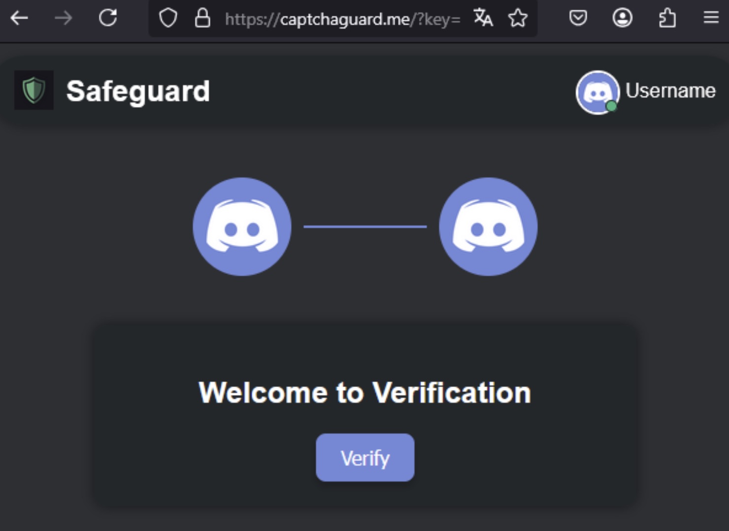 Fake verification screen on an external site
