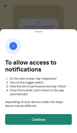 How to grant Kaspersky for Android notification access
