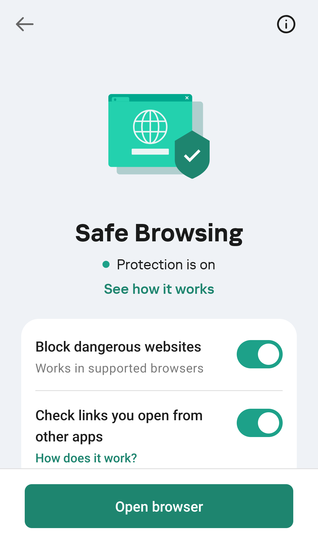 How to enable Safe Browsing in Kaspersky for Android