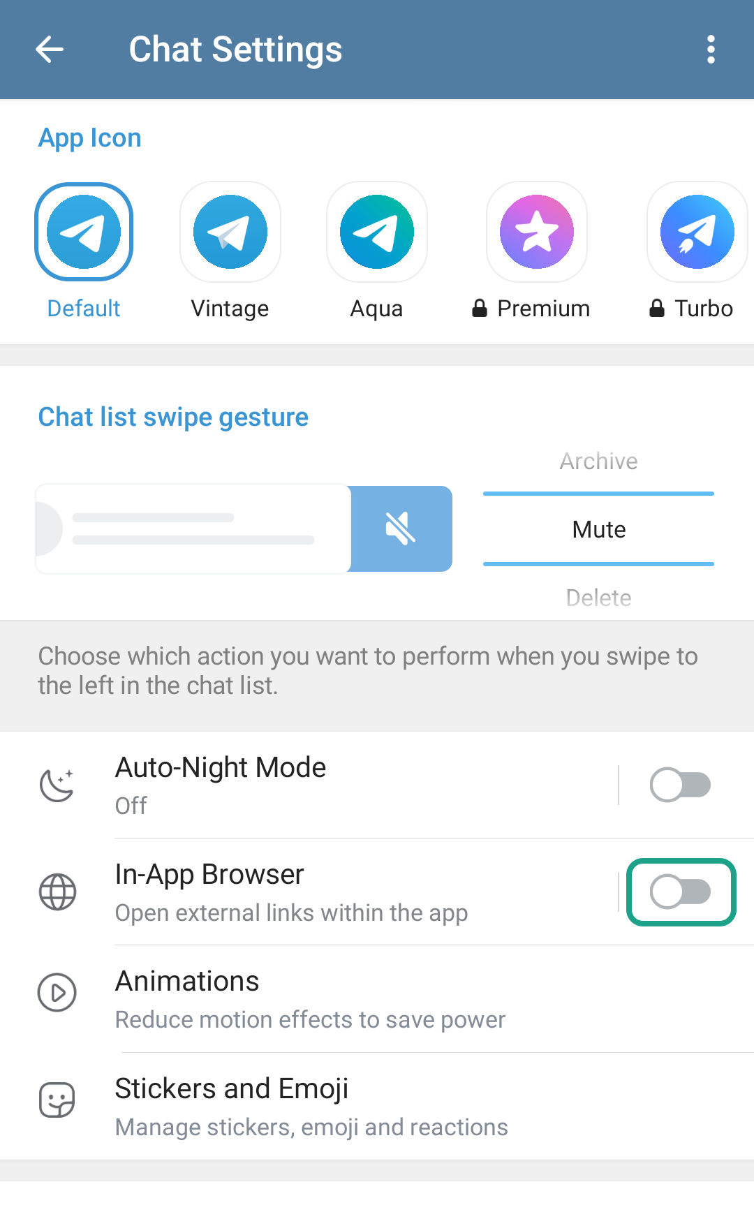 How to configure Telegram so that links are opened in a third-party browser and checked by Kaspersky for Android 