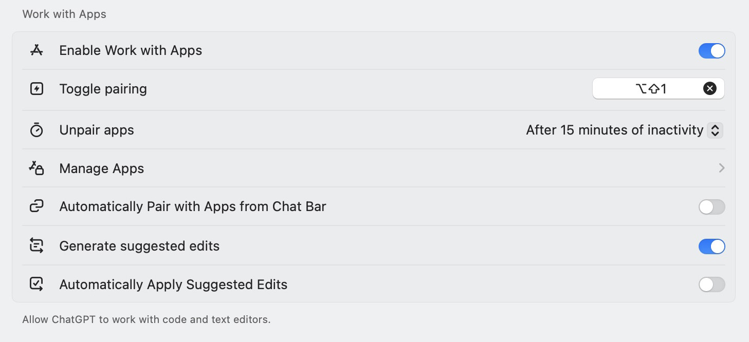 Work with Apps in the ChatGPT settings