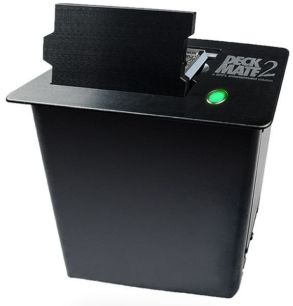 What the DeckMate 2 automated card shuffler looks like