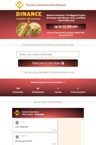 A popular scam involving a prize draw. First, you have to enter your name…