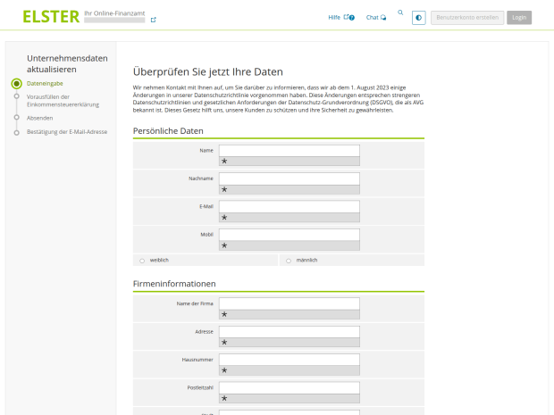 Spoofed German tax portal (ELSTER)