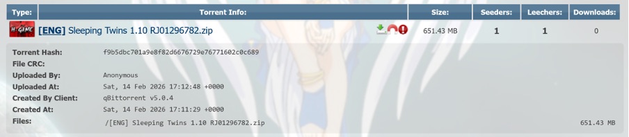 Trojanized hentai game Sleeping Twins hosted on AniRena