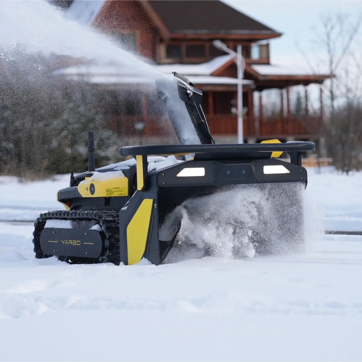 The Yarbo robot in its snow blower configuration
