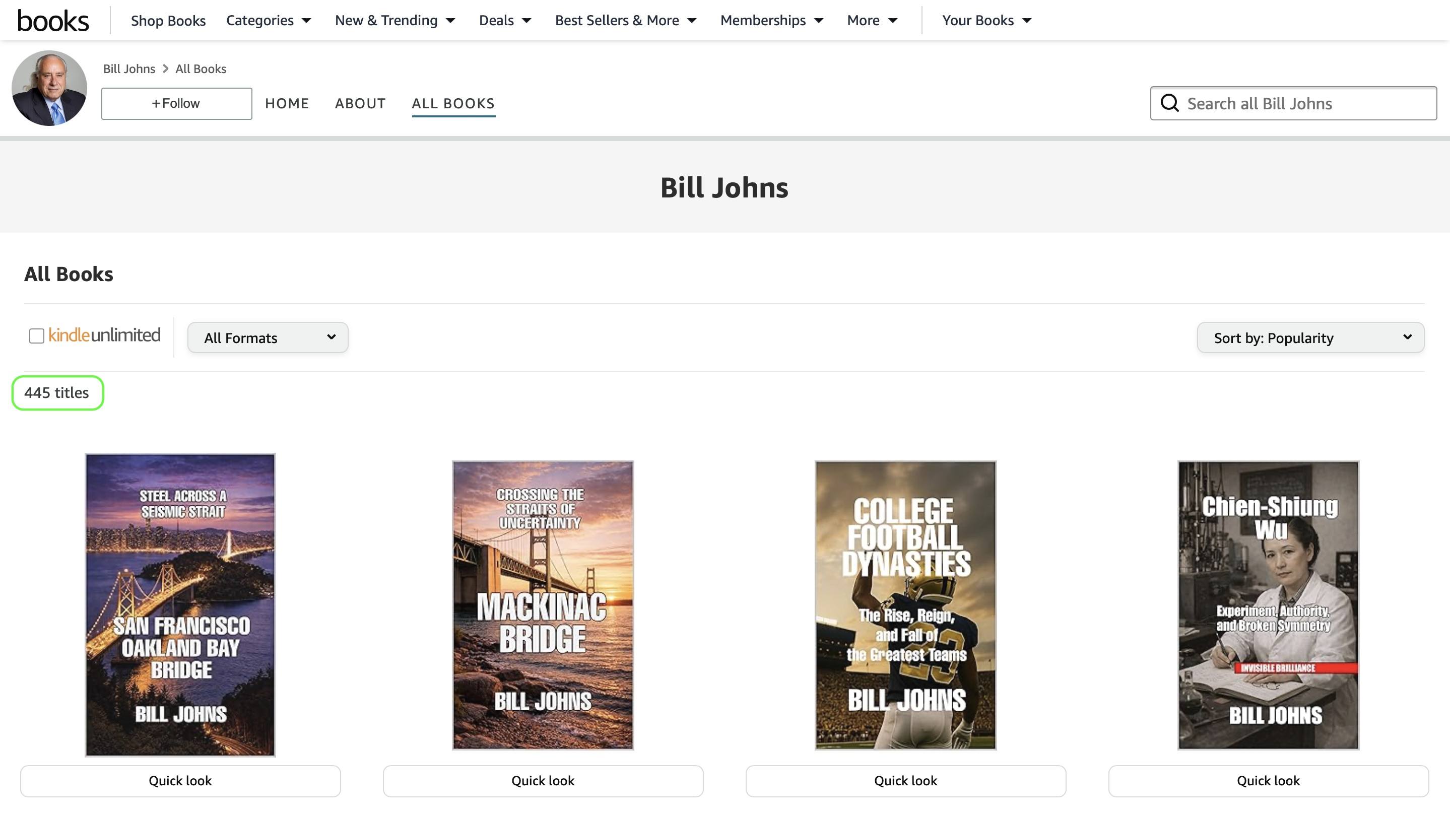 445 books, one author 445 books, one author