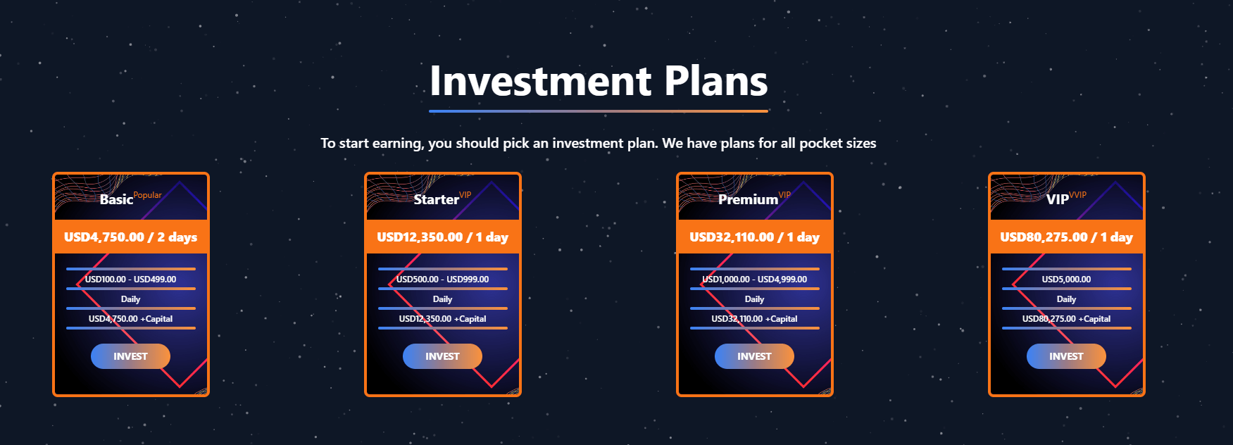 A scam website offering an investment opportunity A scam website offering an investment opportunity