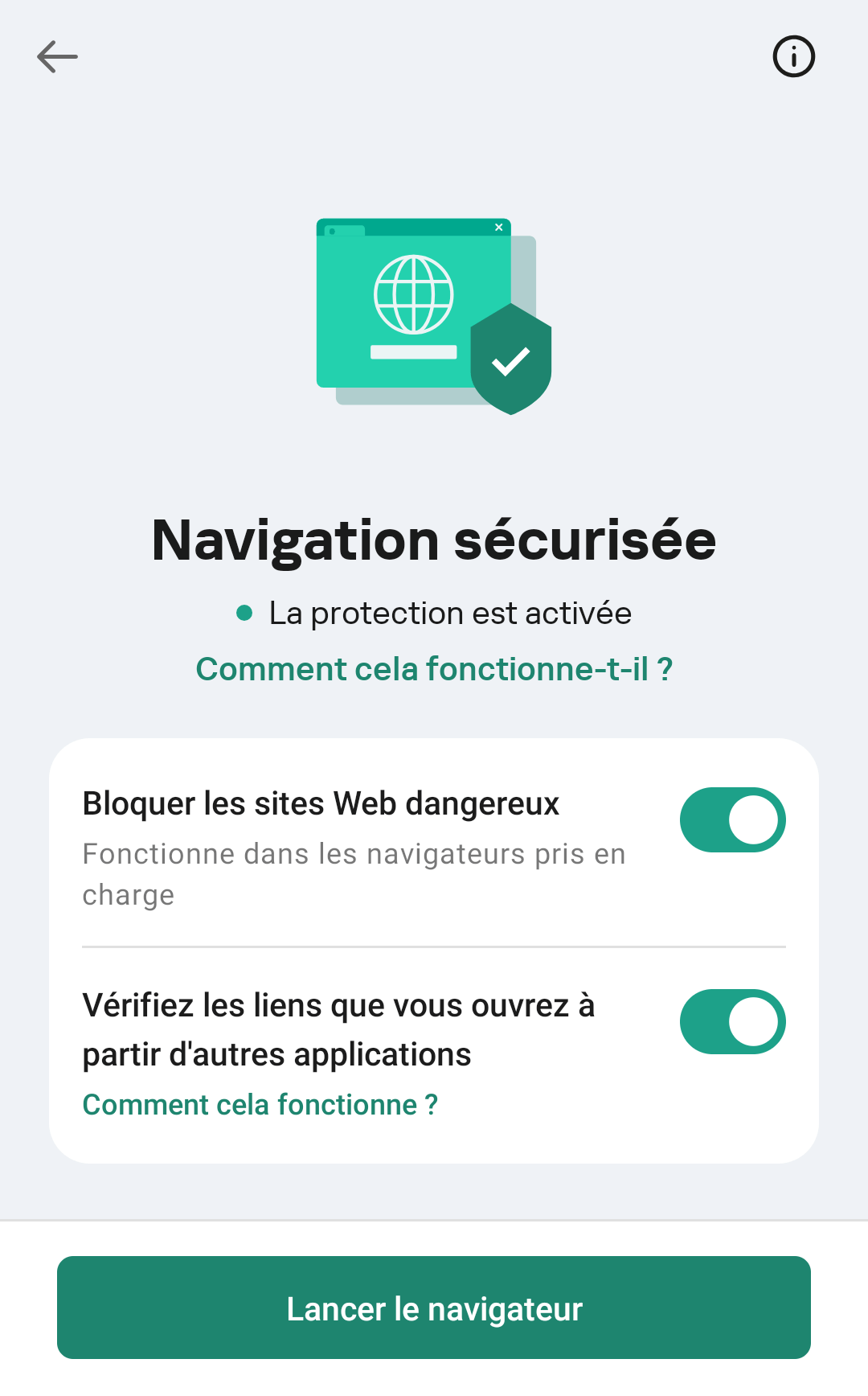 Comment activer la navigation sécurisée dans Kaspersky for Android 