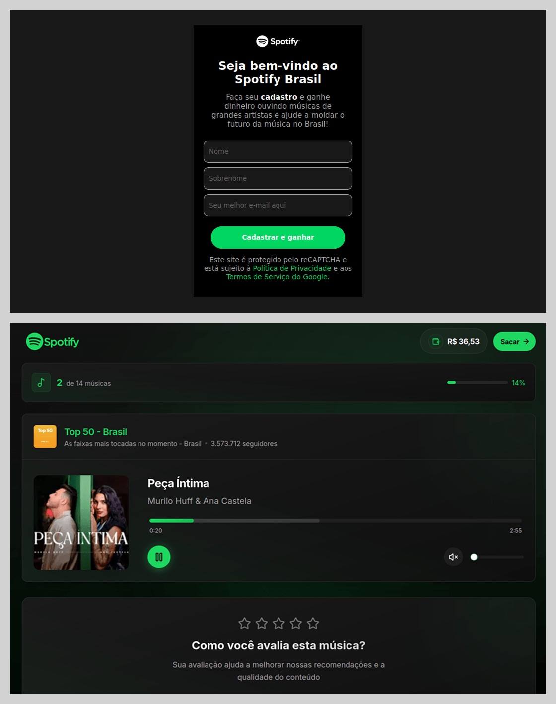 Un service d'imitation prétendant rémunérer les utilisateurs pour écouter des morceaux sur Spotify