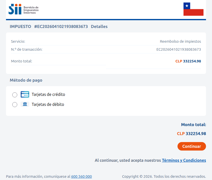 Site frauduleux se faisant passer pour l'administration fiscale du Chili