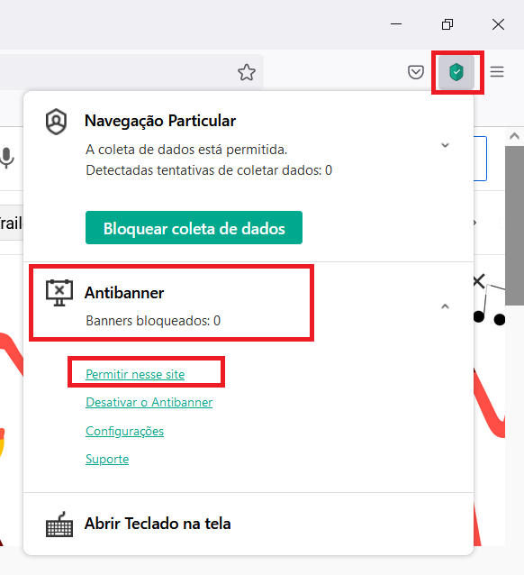 Adicionando um banner à lista de permissões do Kaspersky Security Cloud