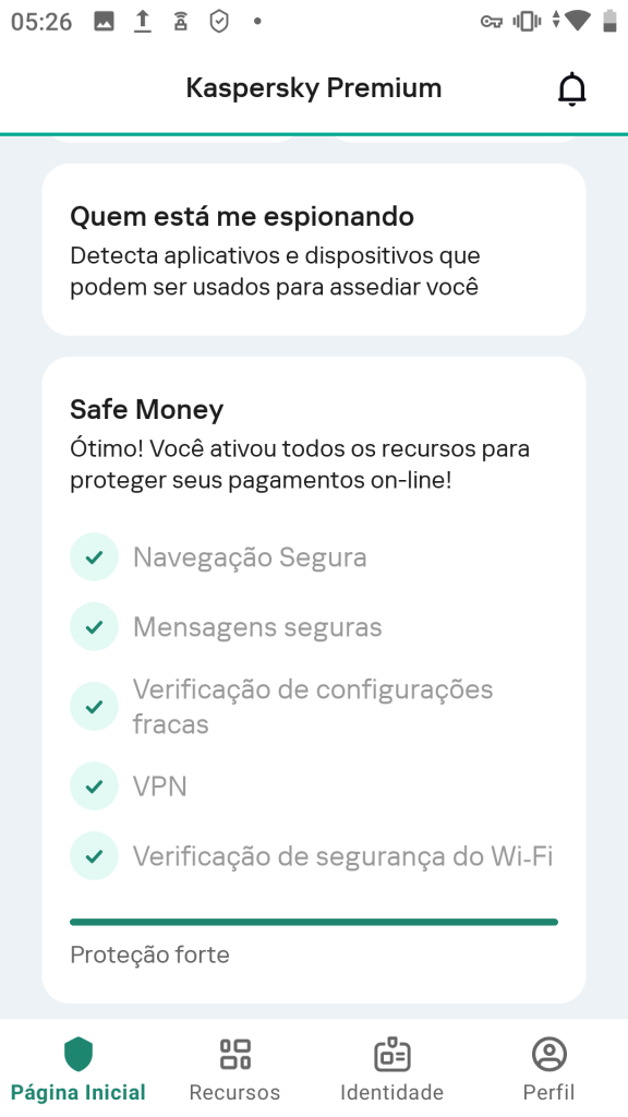 Safe Money no Kaspersky para Android