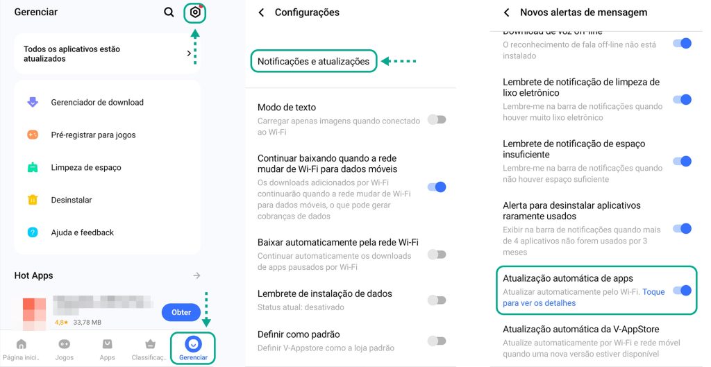 Como ativar a atualização automática de apps na Vivo V-Appstore