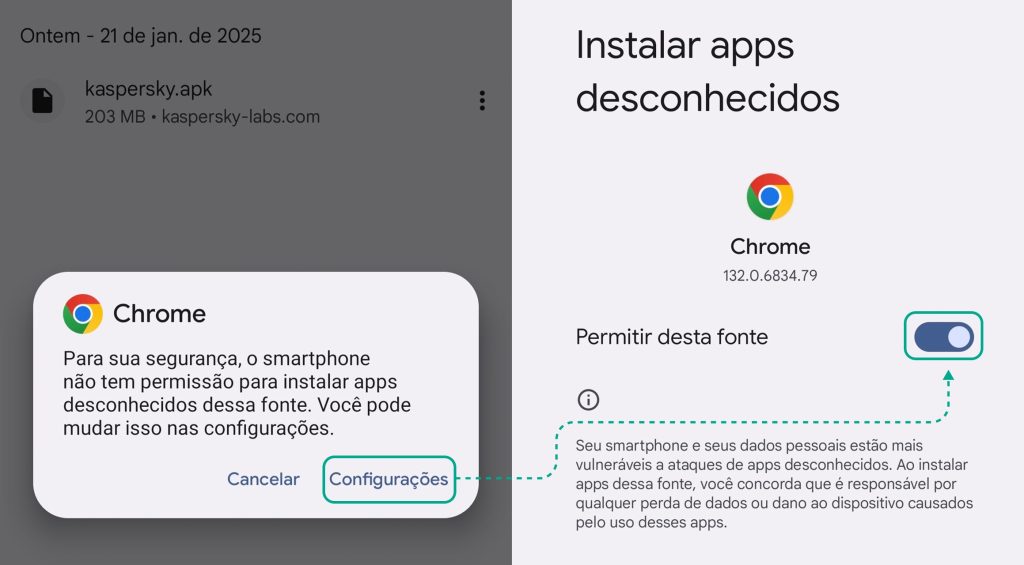 Concessão de permissão para instalar apps desconhecidos do Google Chrome