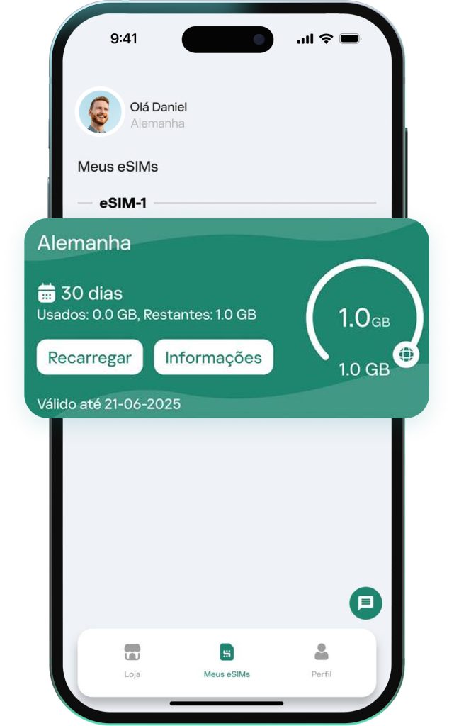Você pode monitorar o uso de dados móveis em tempo real e recarregar instantaneamente o eSIM 