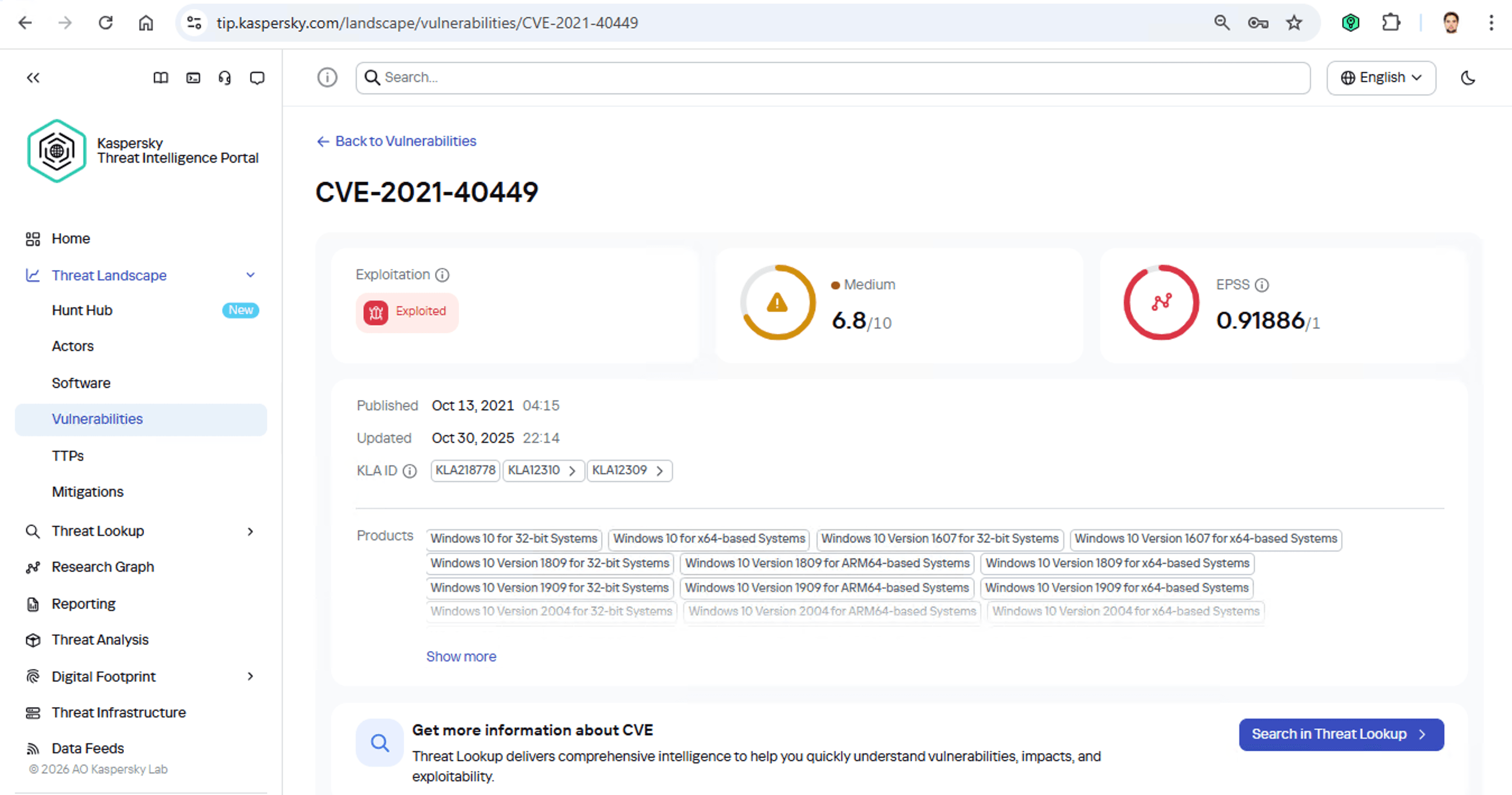 Informações sobre a vulnerabilidade CVE-2021-40449
