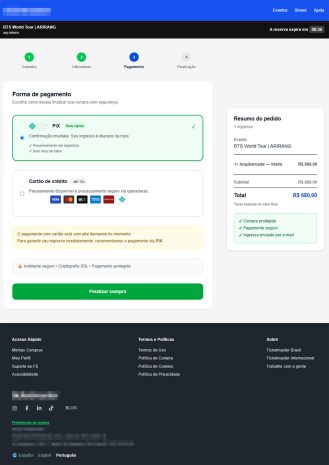 Sites fraudulentos vendem ingressos falsos do BTS no Brasil
