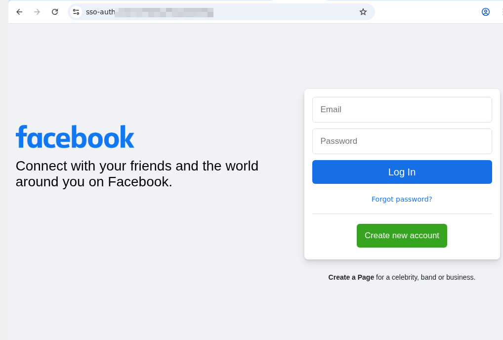 Página falsa de login em rede social