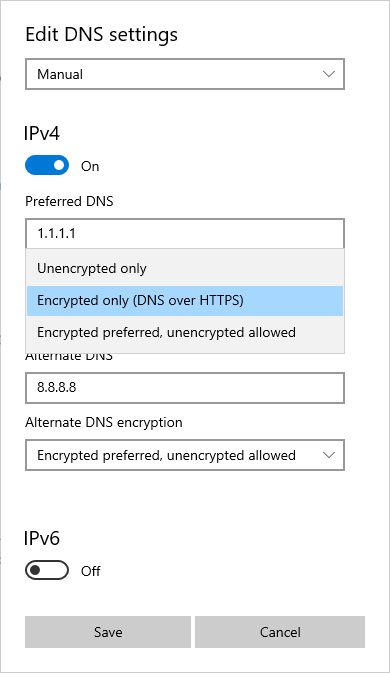 Einrichten von sicherem DNS unter Windows 10