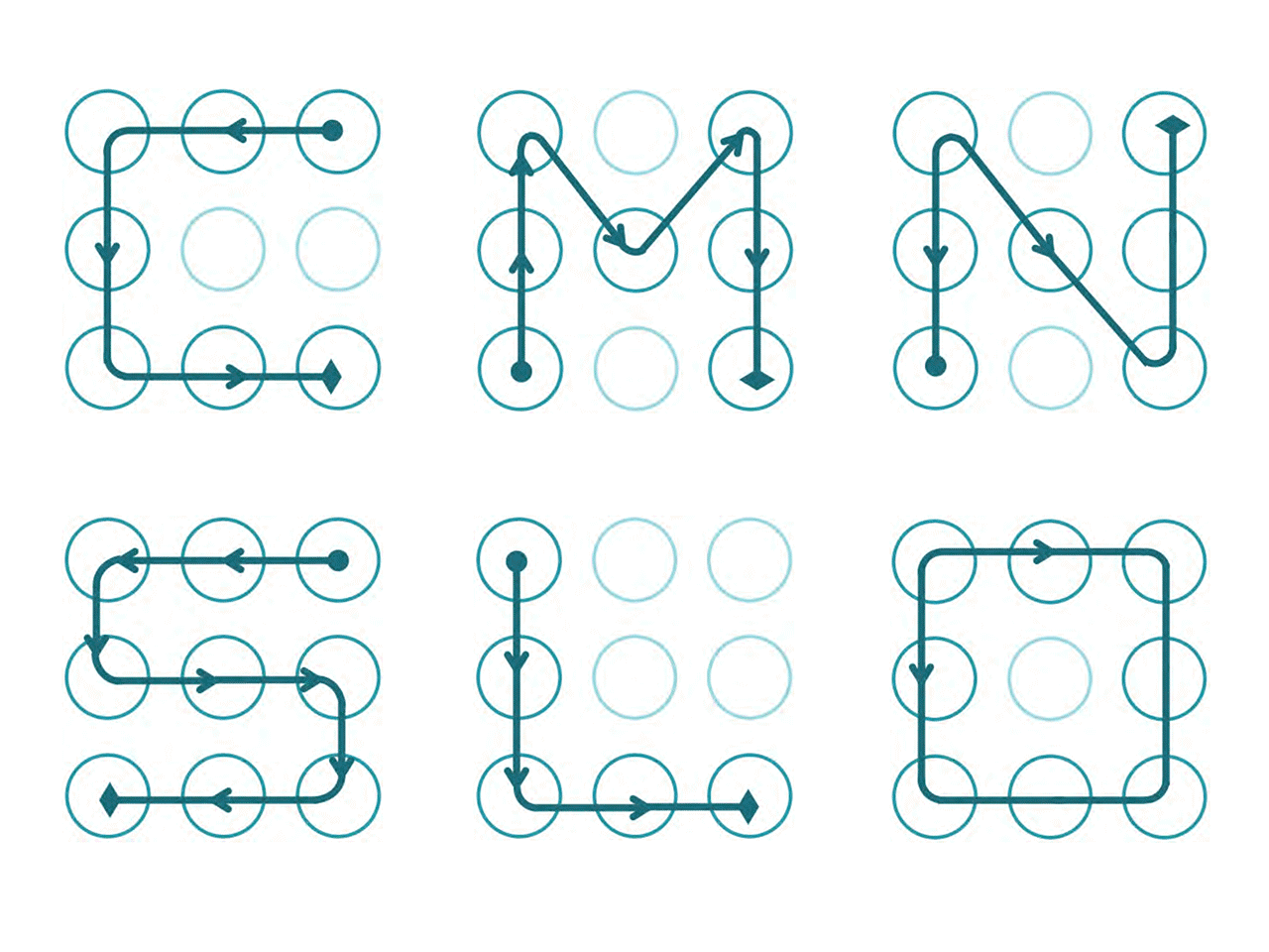 Какие могут быть пароли на телефоне. Распространенные графические ключи андроид. Самый сложный графический ключ 3х3. Графический ключ варианты. Самые распространенные графические ключи.