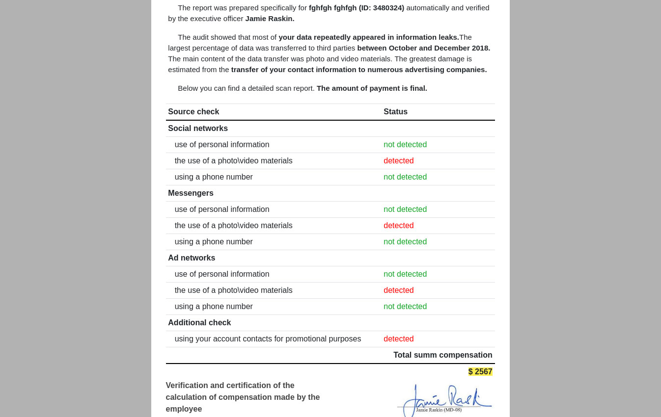 De site vond informatie over een lek en berekende de hoogte van de compensatie